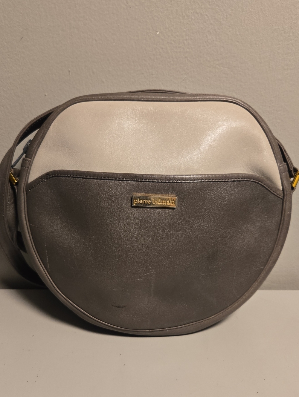 Pierre Balmain Round Two-Tone Crossbody Bag in Gray